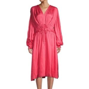 NWT Elie Tahari Pink Ruched Tie-Waist Dress Size Small